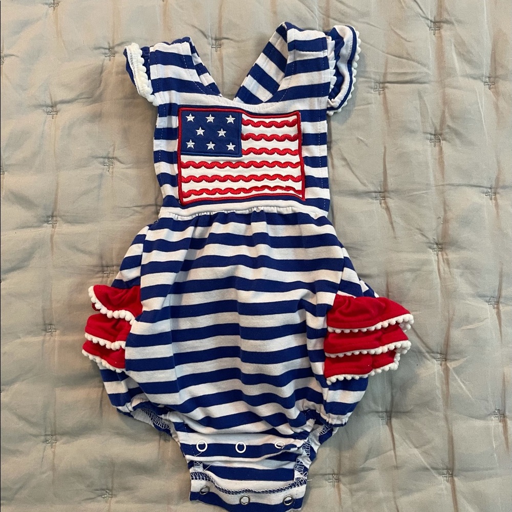 Classic Whimsy American Flag 3 Month Dress